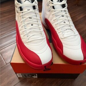 Jordan Red and White High-Top Sneakers